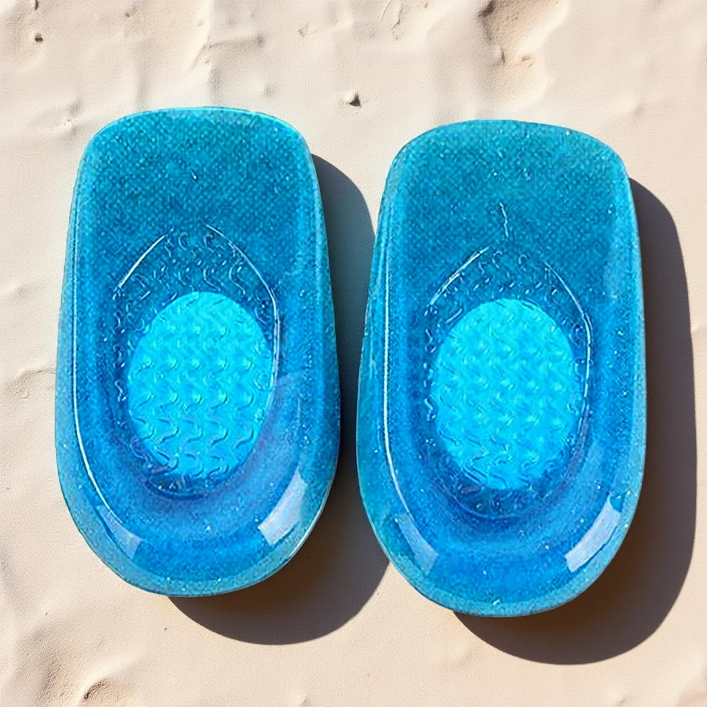 

1 Pair Gel Heel Insoles Shock Absorbing Half Pad Heel Pain Relief Elastic Comfortable Insole For Men Women Dark Blue 36-40 Foot