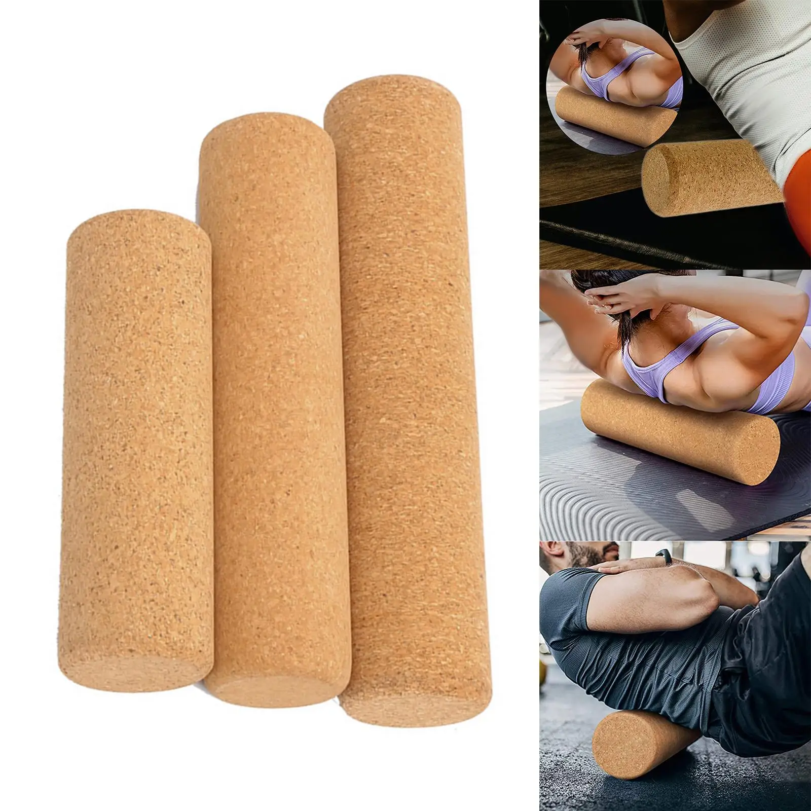 Cork Yoga Pillar Column Fitness Massage Roller for Balance Workout Stretching