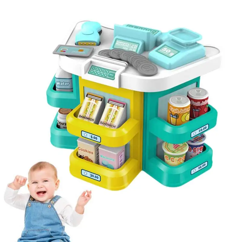 Simulation Mini Supermarket Vending Machine Toy Early Educational Montessori Preschool Learning Pretend Play Store Toy For Kids