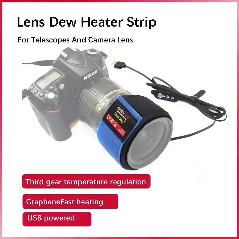 DSLR Camera Lens Dew Heater Strip USB Lens Warmer For Telescopes And Camera Lens Temperature Control Third gear Dew Heater