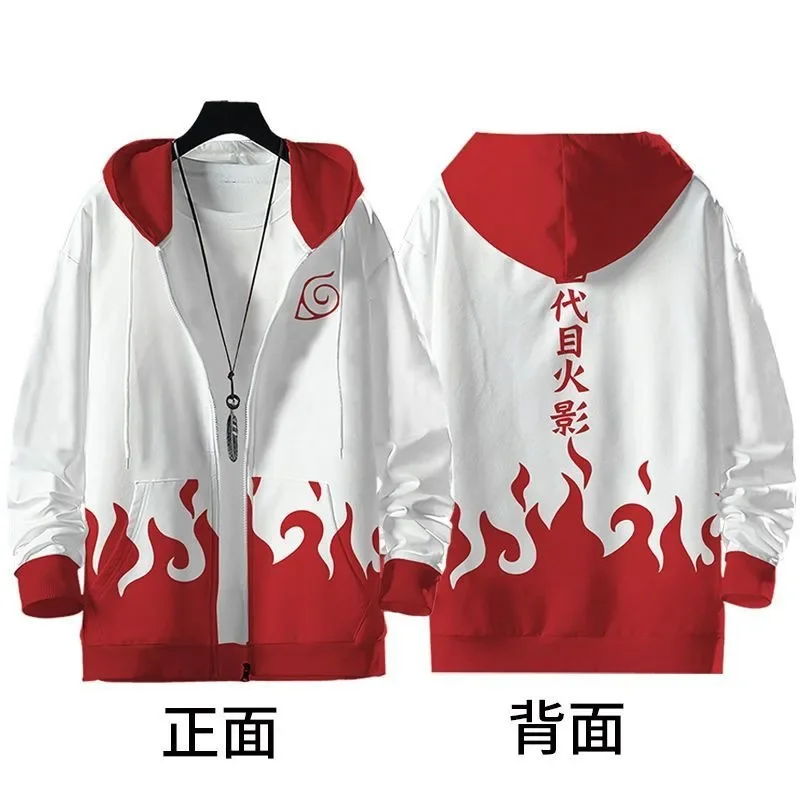 Naruto anime peripheral Akatsuki organization Naruto Sasuke Kakashi plus velvet boys jacket coat girls cartoon zipper hooded top