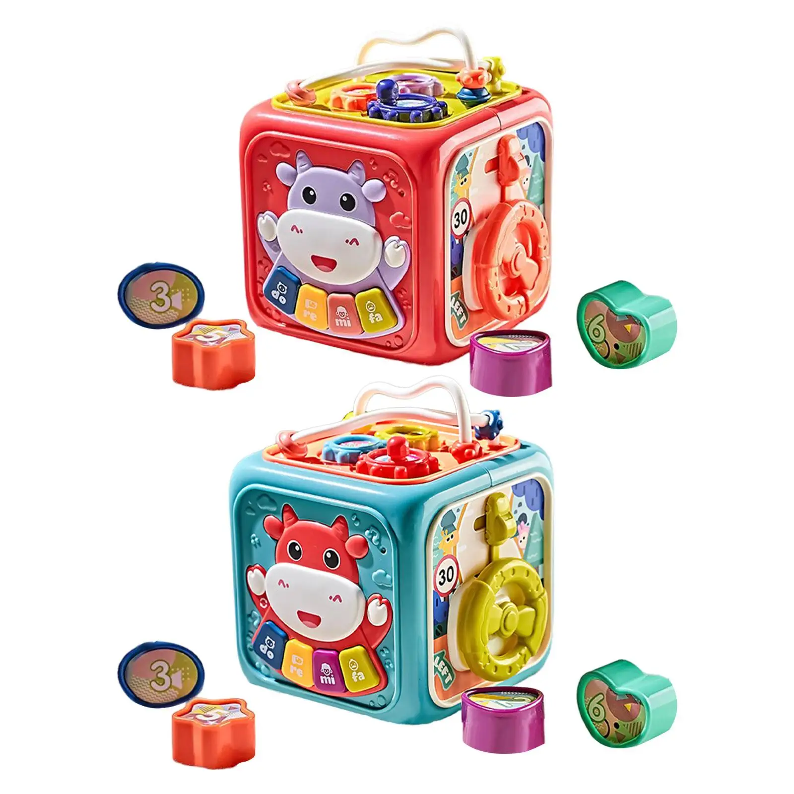 Baby Baby Activity Cube Toy, 6 in 1, Montessori with Bead Maze Shape Sorter for Boys Girls Kids