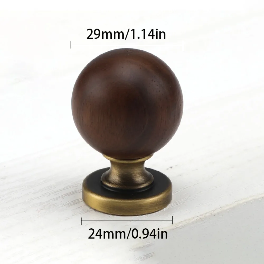 Brass Brass Cabinet Handles Walnut Wooden Walnut Knobs European Style Luxury American Retro Knobs Furniture Drawer