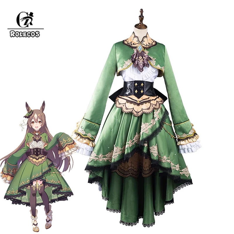 

ROLECOS Anime Uma Musume Pretty Derby Satono Diamond Cosplay Costume Green Lolita Uniform Cosplay Women Lolita Dress