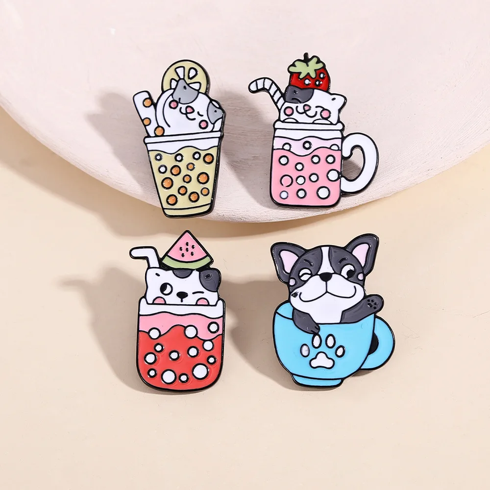 Creative New Cartoon Cat Shaped Badge With Fashionable Personality Cute Animal Alloy Brooch Book Bag Accessories