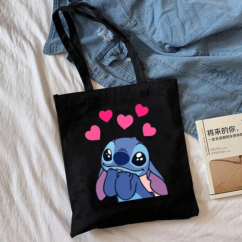 Y2k 90 Disney Stitch Tote Bag Vải Canvas Túi Eco Hip Hop Lilo Và Nữ Thời Trang Mua Sắm Nữ Tote túi Shopper Nữ