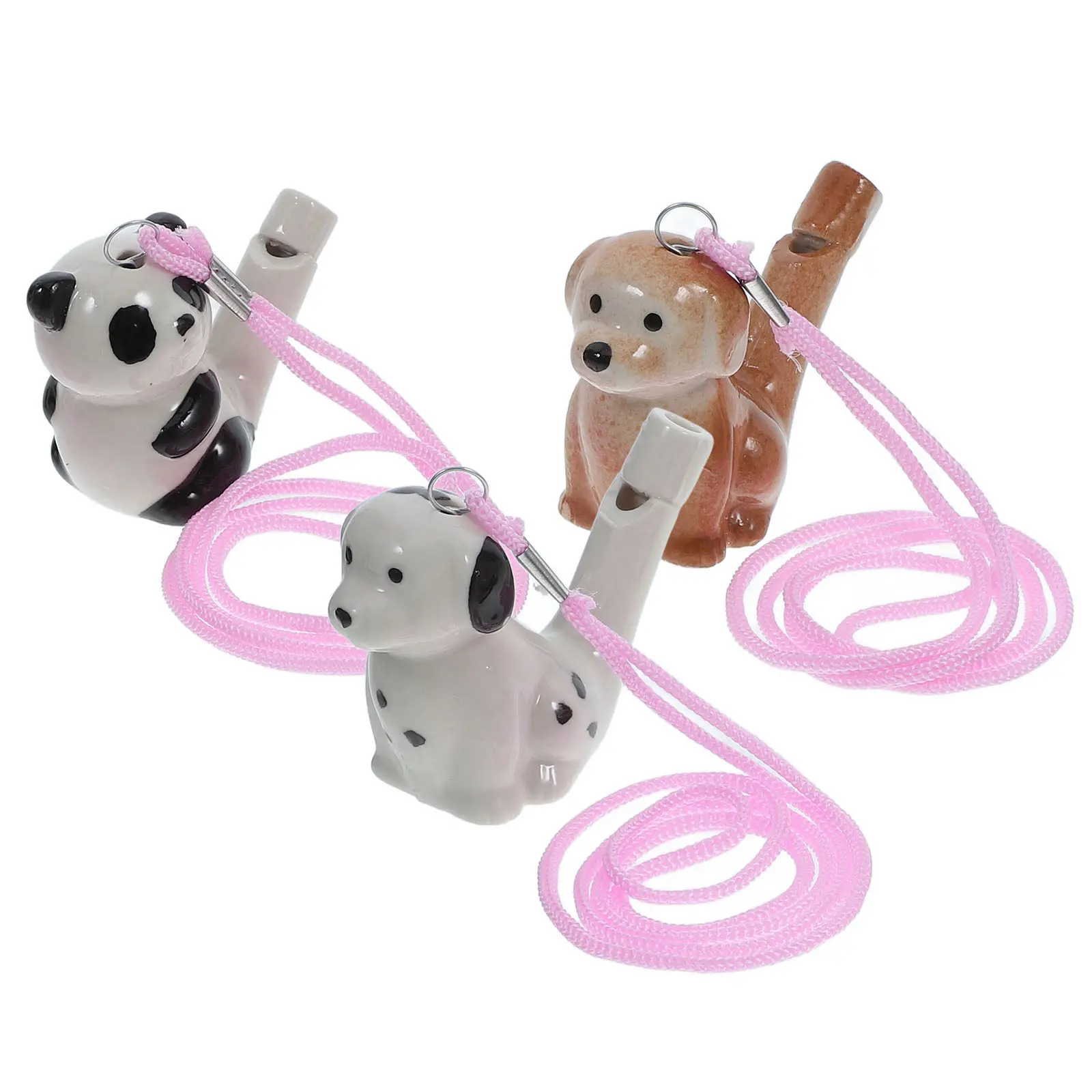 

3Pcs Animal Ceramic Water Whistles Bird Noise Makers with Strings Bird Call Ornaments Panda Dalmatian Brown Dog for Kids Party