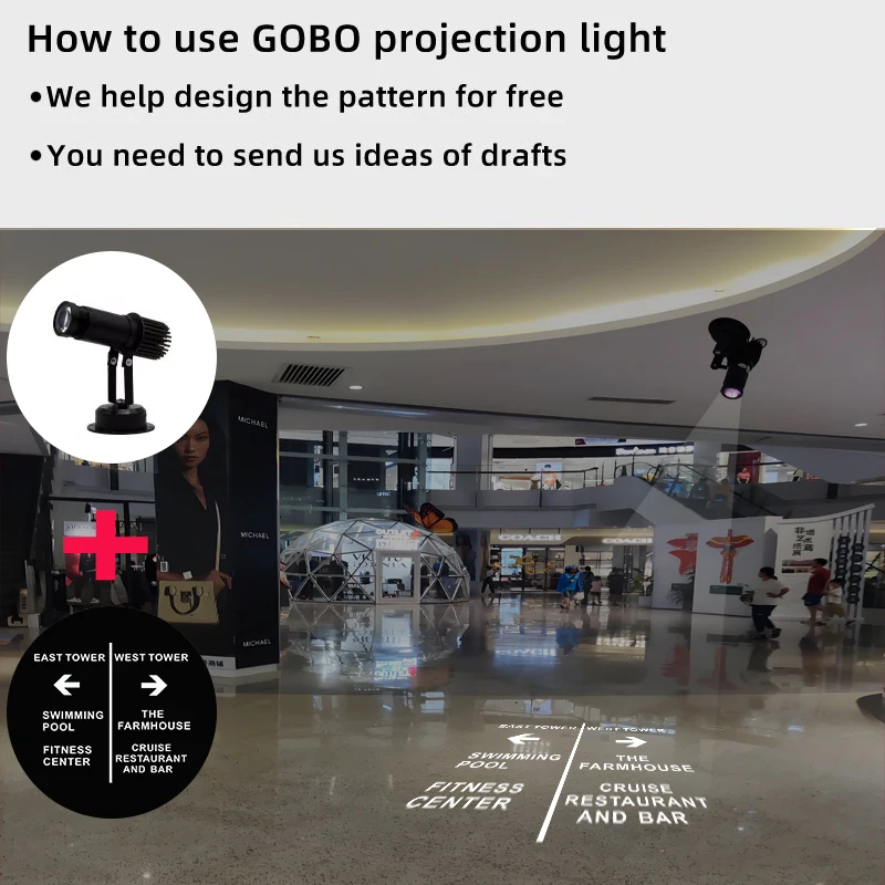 80W voor architectonische reclame HD Waterdicht logo Gobo Reclamelogo Aangepaste afbeelding