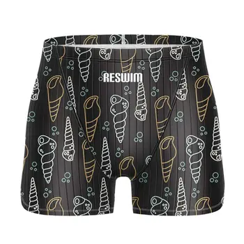 Striped Cartoon Boys Swimsuit Set 4 New Men's Swim Jammer Swimsuit Shorts Athletic Training Summer Boy's Beach Tights Swimwear Quick Dry Swimming Trunks Surf Pants 4