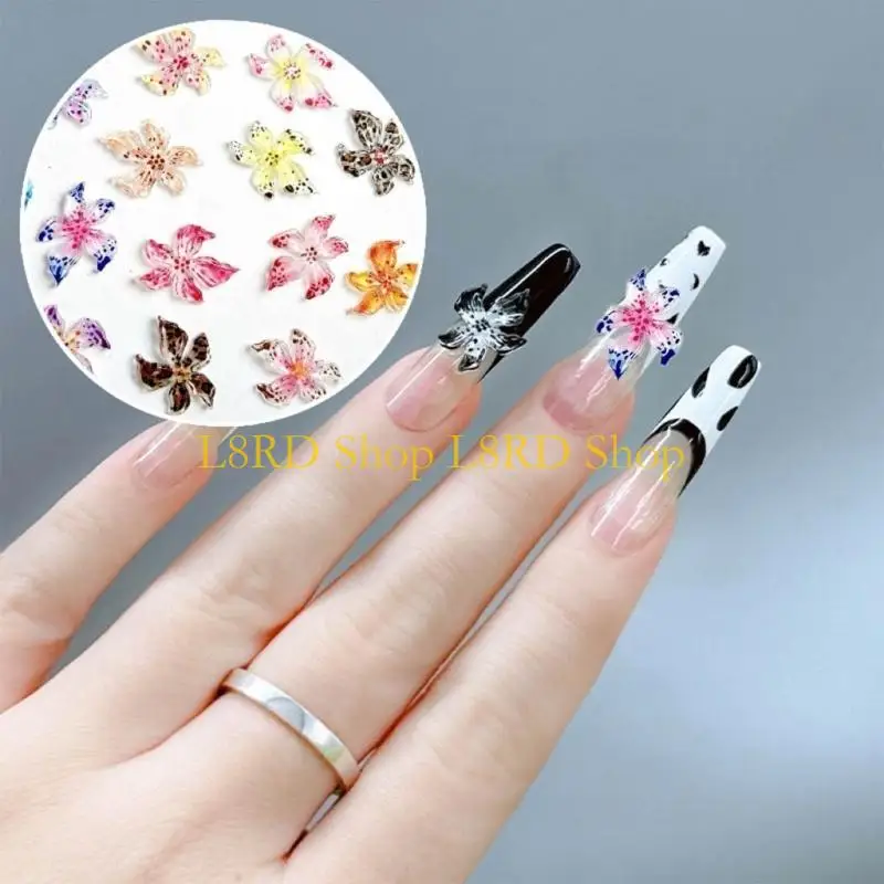 L8rd 20pcs colorido Flor Unhas Feitices Hibiscus resina floral decoração unhas para suprimentos e arte unhas femininas