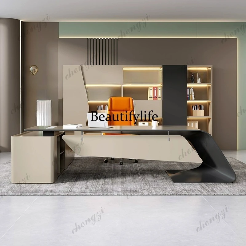 T41 Particularly Study Office Desk Working Computer Light Luxury Office Desk Corner Irregular Office Furniture Meja Kantor