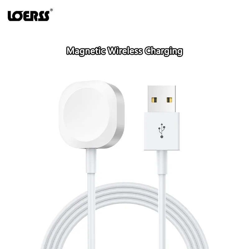 LOERSS 2W Wireless Fast Charger Zinc Alloy Base Watch Charger Portable Charging Cable for iWatch Series USB Type C