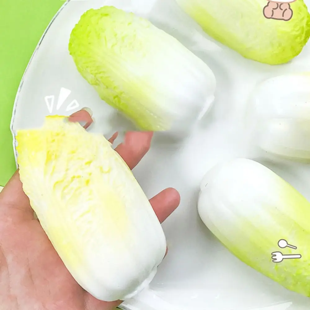 Funny Slow Rebound Cabbage Squeeze Toys Green Cartoon Vegetable Fidget Toy Mini Soft Simulation Squishy Toy for Kids