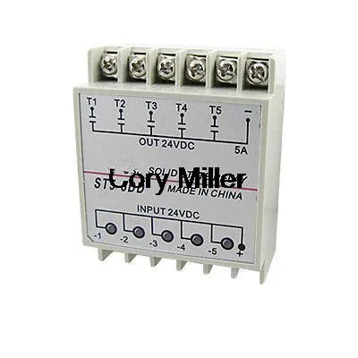 1PC ST5-5DD Five 5 Phase Solid State Relay SSR 24V DC to 24V DC DIN Rail