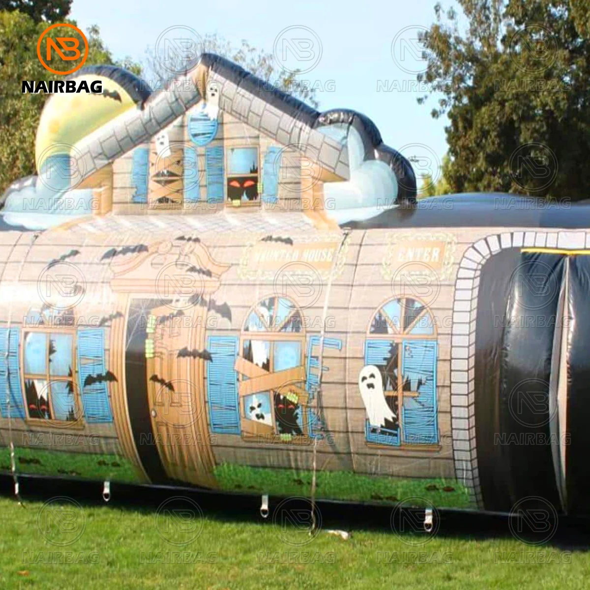 Casa embrujada inflable grande 40' de largo x 23' de ancho x 11' de alto Casa de tienda inflable para vacaciones divertidas o de miedo
