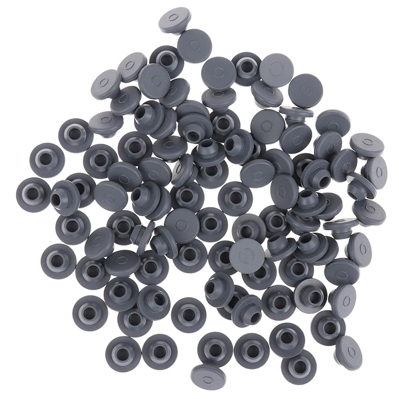 100Pcs/pack Household Gray Rubber Stoppers Self Sealing Injection Ports For 13mm Glass Bottles