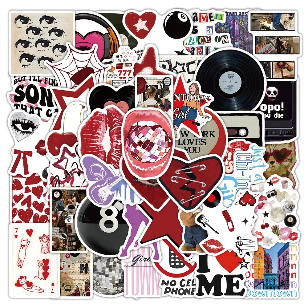 Autocollants Graffiti créatifs Y2K, 50 pièces, décalcomanies de dessin animé rétro, décoration de Style INS, cadeau pour fille, jouets pour enfants, ordinateur portable, guitare, voiture, vélo