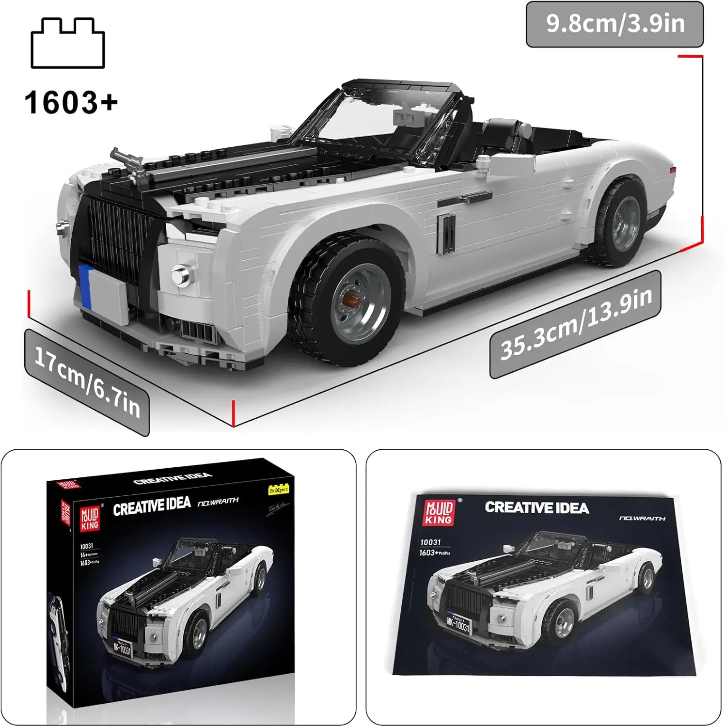 MOULD KING 10031 Creativie Technology Sports Car Cabrio Car Model Building Blocks Kit,Designer Firas Abu-Jaber