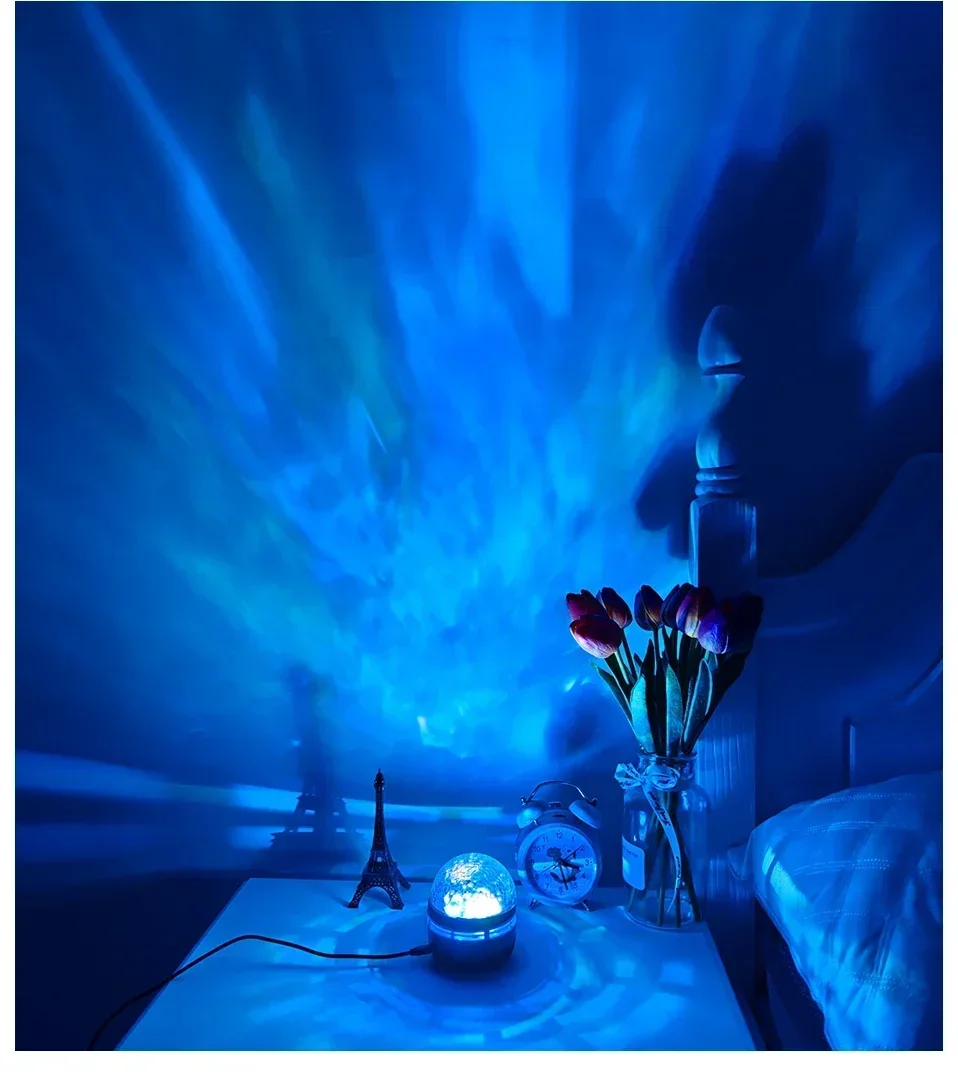 Aurora Projection Stage Light USB LED Projector Christmas Party Decorations Remote Control 7-Color Dreamy Sky Party Night Lights