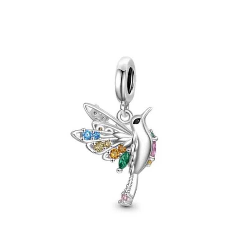 New 925 Silver Bird series Bead Hummingbird Swallow Sparrow Goose Charm Fit Original Bracelet Women DIY drink Pendant Gift
