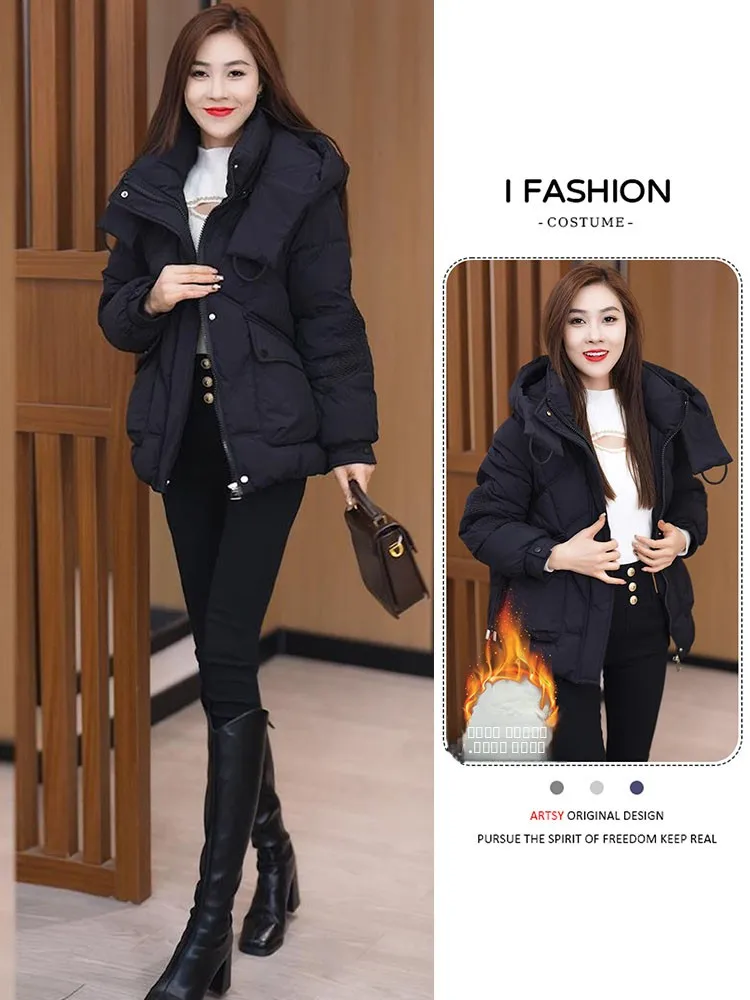 

Корейское женское зимнее джато на подкладке Fce, уникальное красивое хлопковое пальто с эффектом похудения