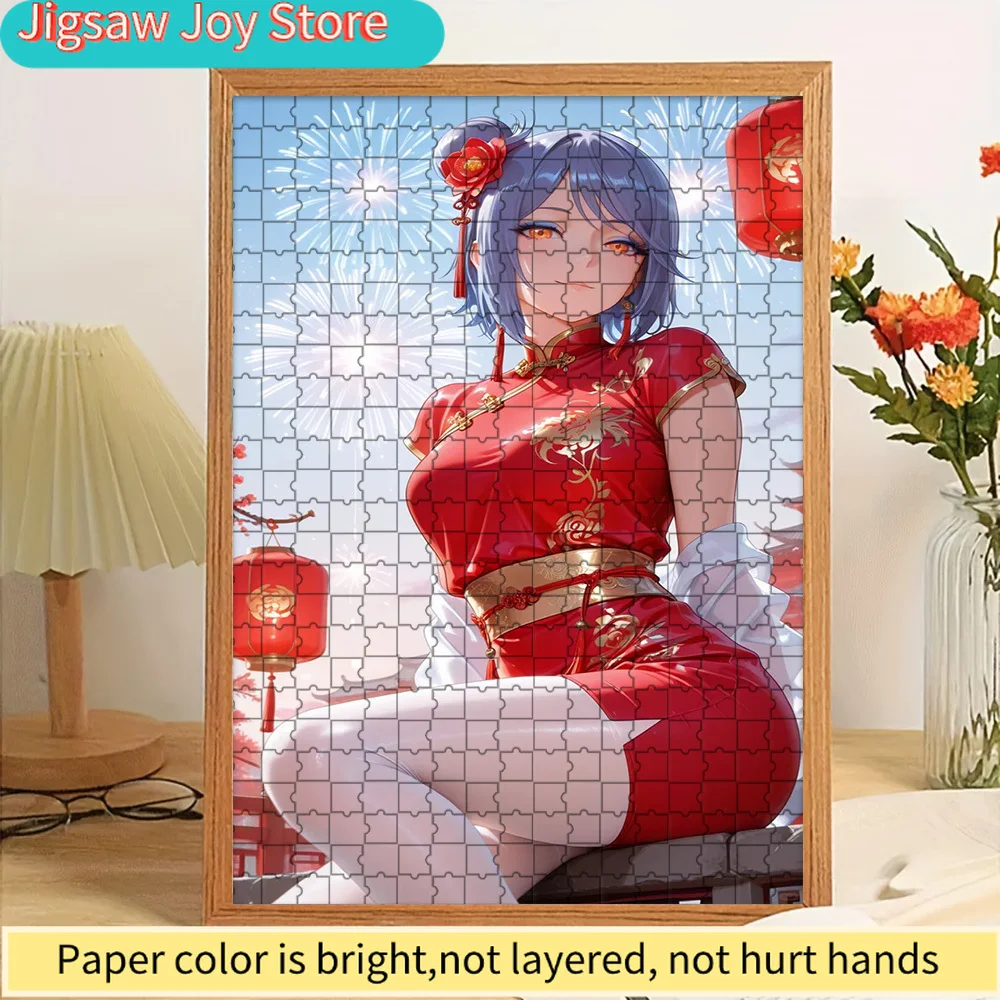 

Konan Paper Puzzle, Stunning Naruto Anime Character Art in Traditional Red Qipao with Gold Embroidery, Festive Chinese New Year