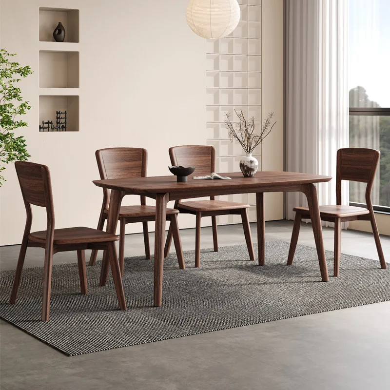 Black walnut dining table and chair combination rectangular small apartment dining table