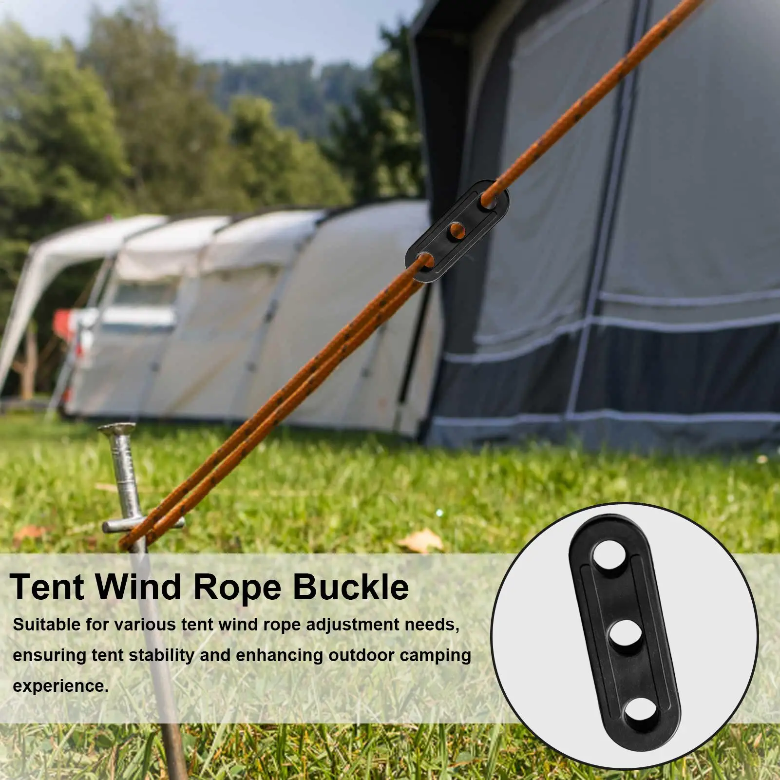 Three-hole Tent Wind Rope Stopper Adjustable Non-slip Cord Tightener Portable Fixing Buckle For Tent Canopy Wind Resistance