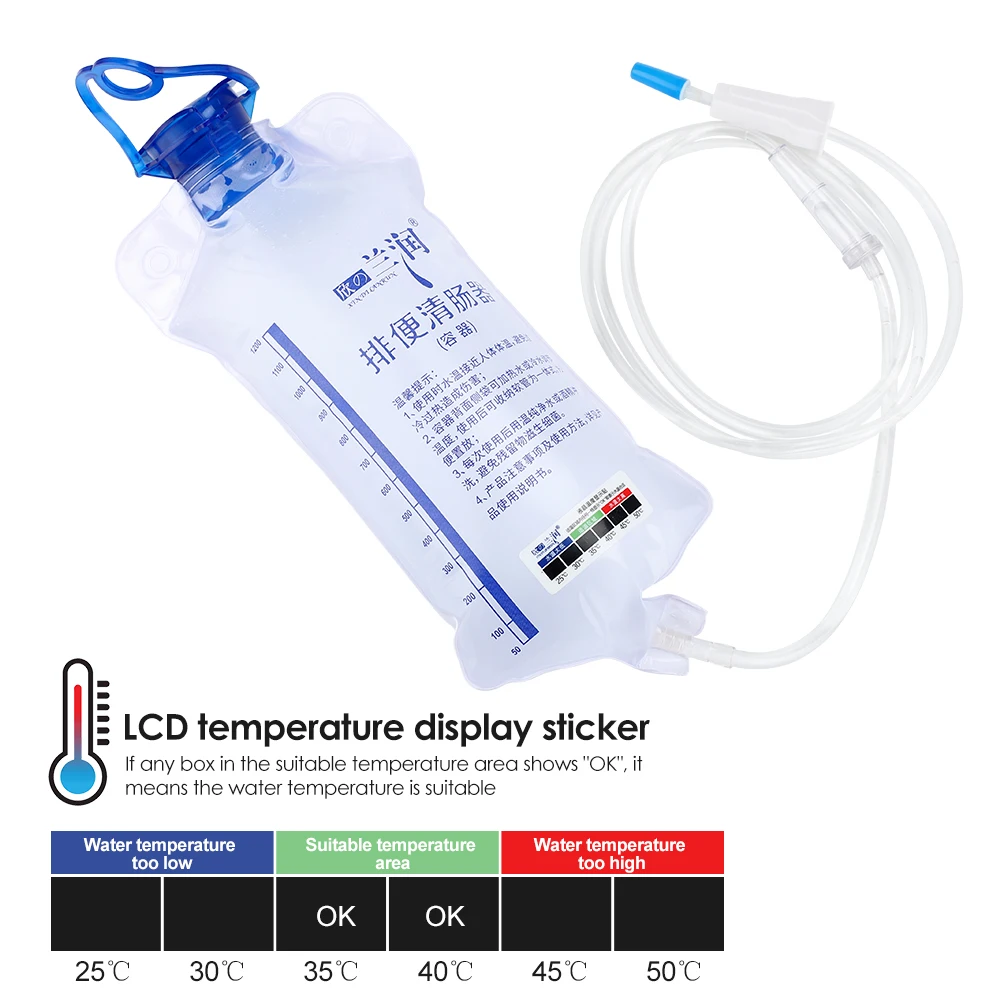 Rectal Enema for Cleaning 1200ml Temperature-sensing Colon Cleanse Enema Bags Safety Health Household Feminine Hygiene Flushing