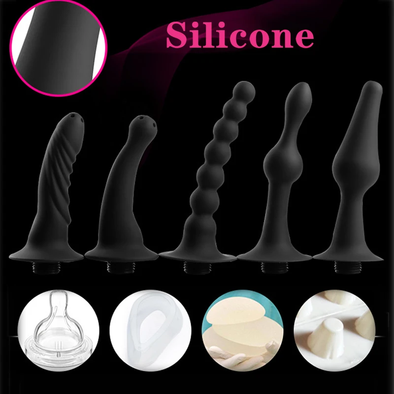 Conjunto de enxágue anal de silicone para homem adulto, Brinquedos sexuais para homens, 5 estilos, ventosa, Flush Pot, Limpador anal, Enema, Masturbador anal, Ferramentas eróticas