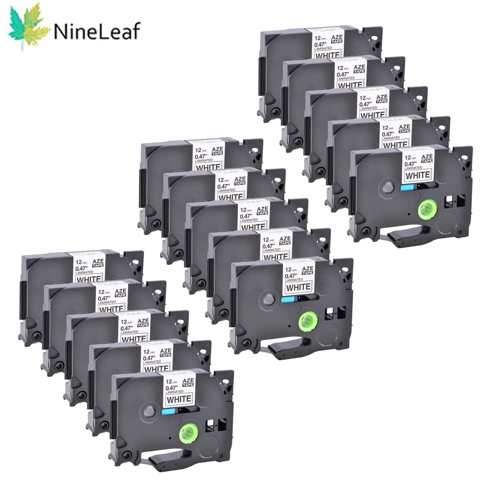 NineLeaf 15PK Label Tape Compatible With Brother TZe-231 TZ231 12mm Laminated White for P-Touch PT-D210 H110 D400AD P710BT Maker