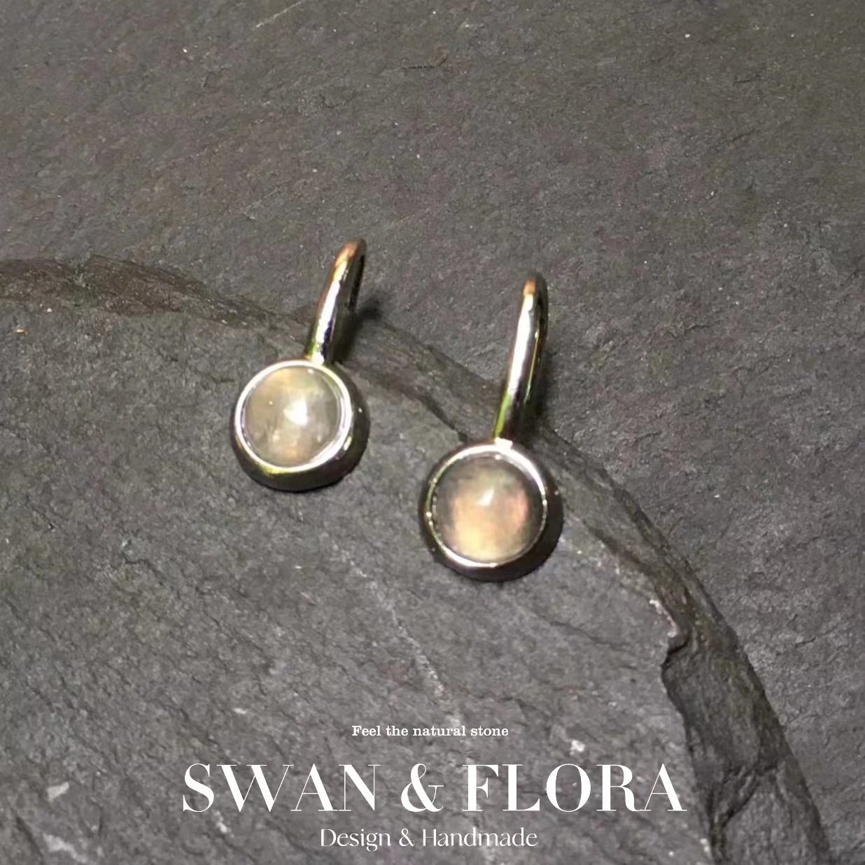 Natural Moonstone 925 Sterling Silver Plated Stud Earrings For Women Jewelry Gift Simple Peridot Jewelry Green