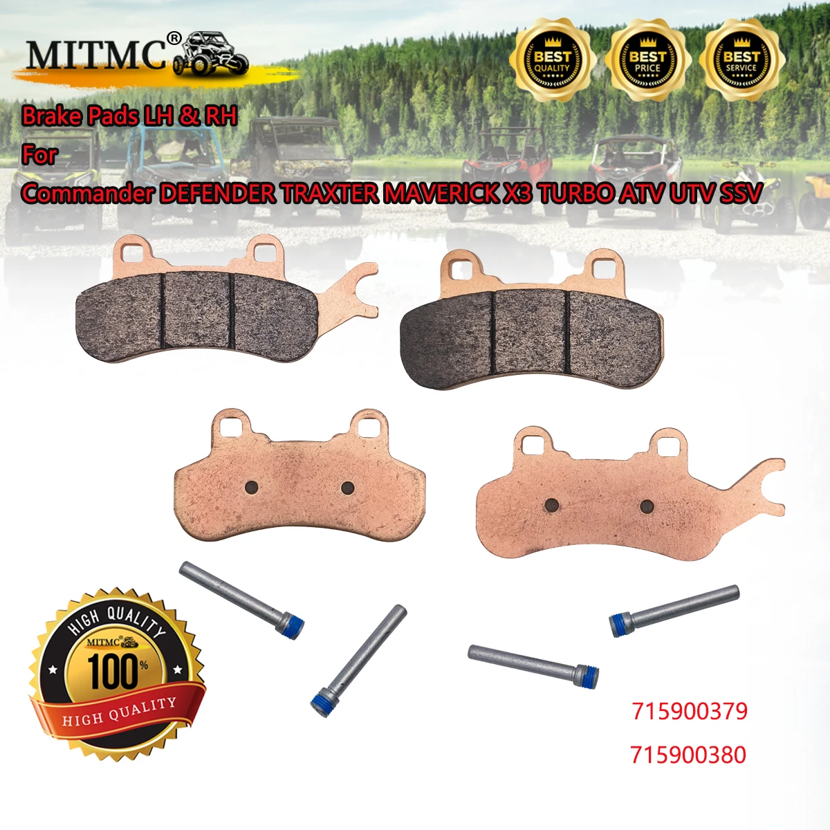 Brake Pads LH & RH For BRP Commander DEFENDER TRAXTER MAVERICK X3 TURBO ATV UTV SSV 715900379 715900380 715900386 715900387