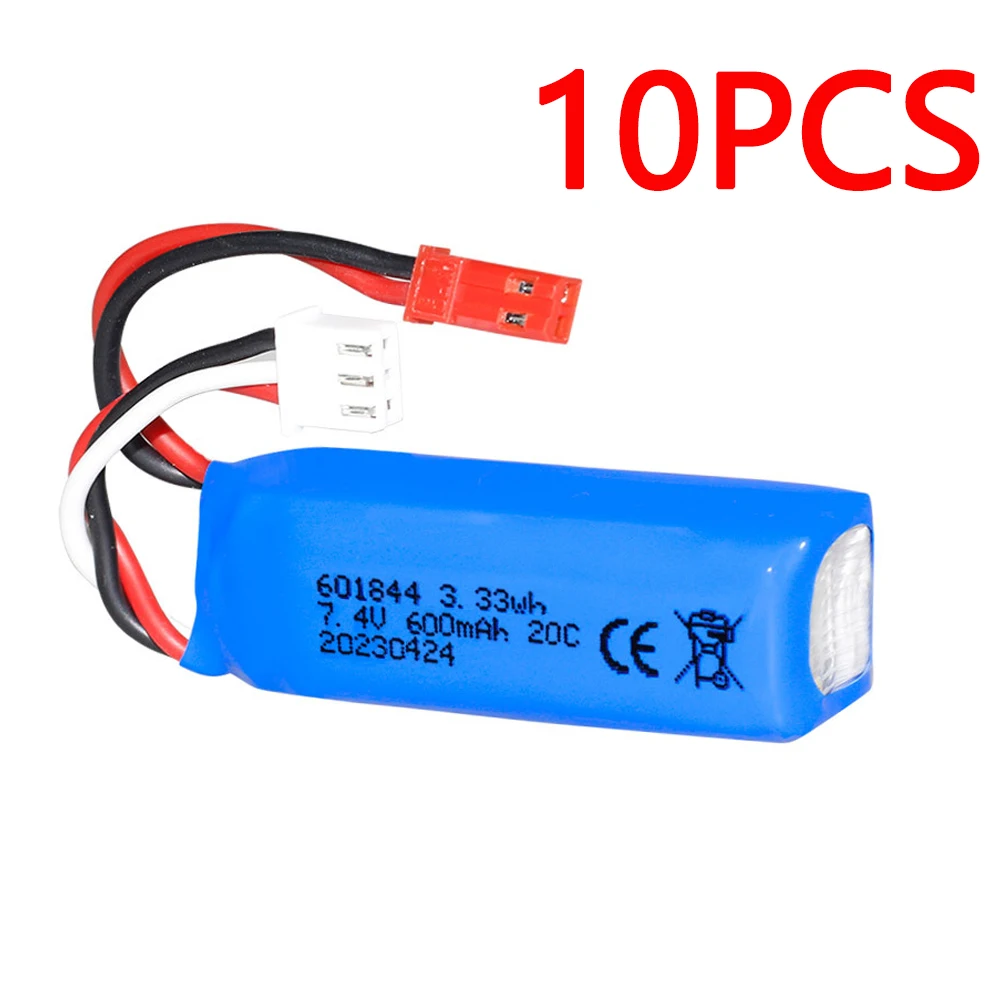 7.4V 600mAh Lipo Batterij en USB Lader voor WLtoys K969 K979 K989 K999 P929 P939 RC Auto speelgoed accessoires 2S 7.4v 601844   Batterij