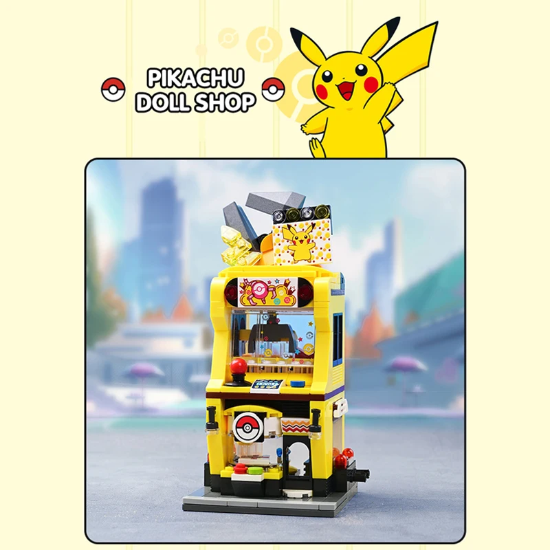 Pokemon Pikachu-Claw Crane Game Shop Building Blocks Charizard Squirtle Bulbasaur Model Educational Toys For Kids Holiday Gifts