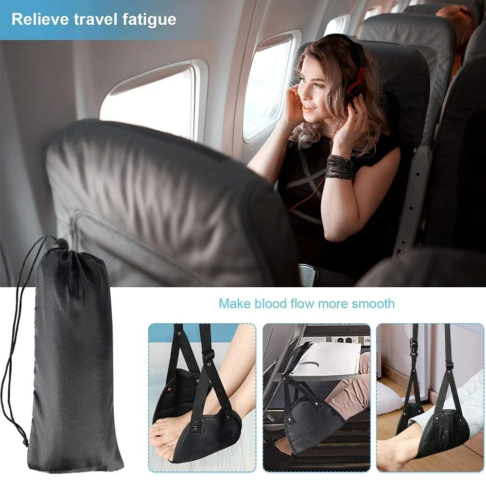 Hamaca para pies de avión, reposapiés perfecto para avión, accesorios de viaje para avión, reposapiés de escritorio, percha cómoda para pies de viaje