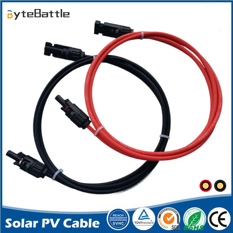 

14/12/10/ AWG Solar Panel Extension Red and Black Tinned Copper Double Jacketed Wire with Solar PV Cable Connector