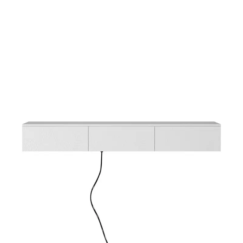 Zwevende tv-standaard van 67 inch, aan de muur gemonteerd modern entertainmentcentrum met 16 kleuren LED-verlichting, geschikt voor tv's van 55 tot 65 inch, wit