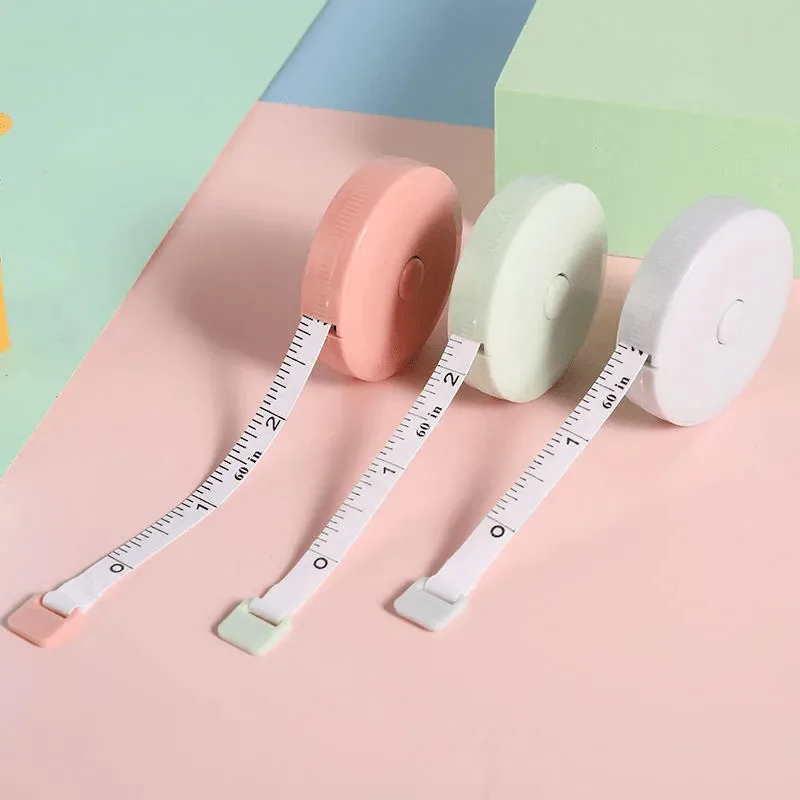 2Pcs One‑Touch Auto‑Retract Tape Measure, Soft Portable Plastic Measuring Tape, Random Color, Accurate Scale for Waist Hip Bust