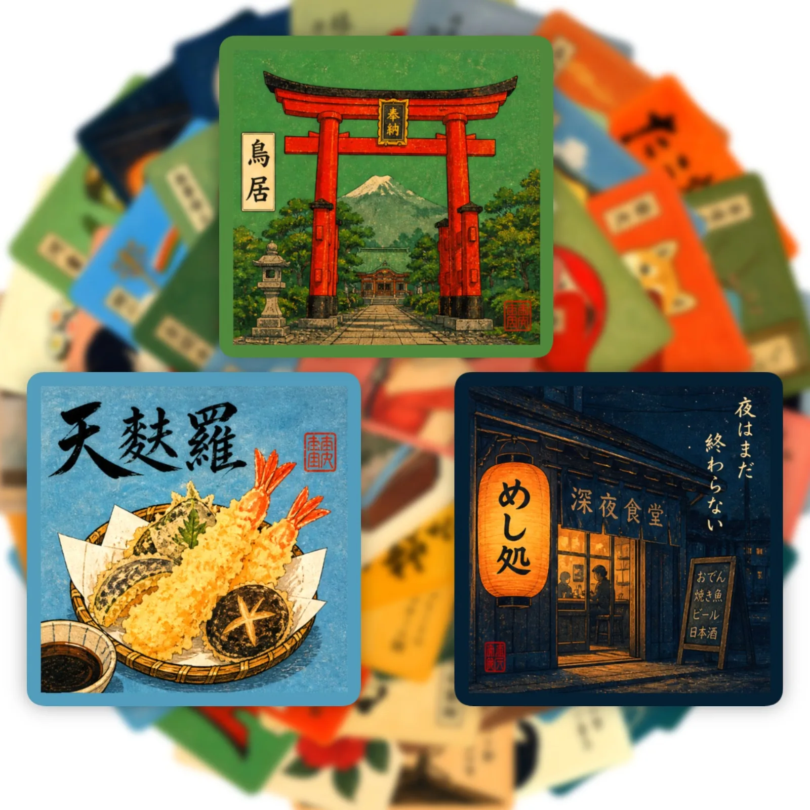 50 Sheets Vintage Japanese Showa Scenery PP Decorative Stickers for Journal Scrapbook Luggage Tablet