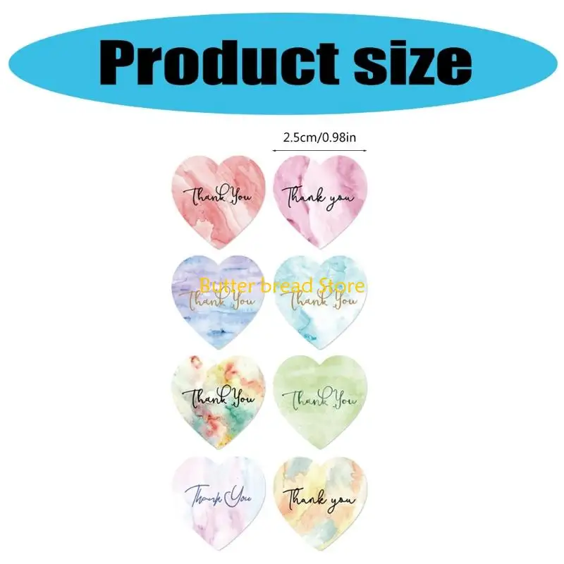 W89C 500COUNTS شكرًا لك ملصقات ختم القلب 1INC