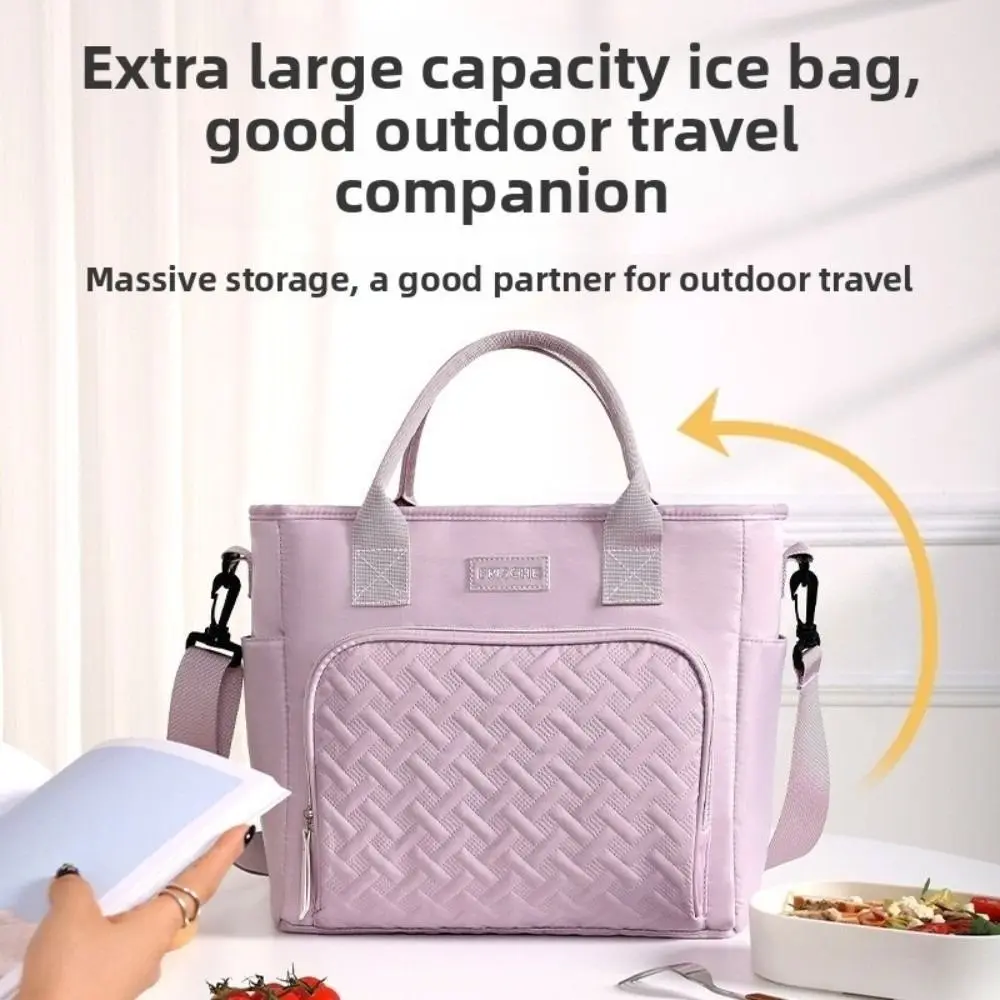 

New Polyester Lunch Bag Waterproof Leakproof Insulated Cooler Bag Large Capacity Food Storage Bag for School Work