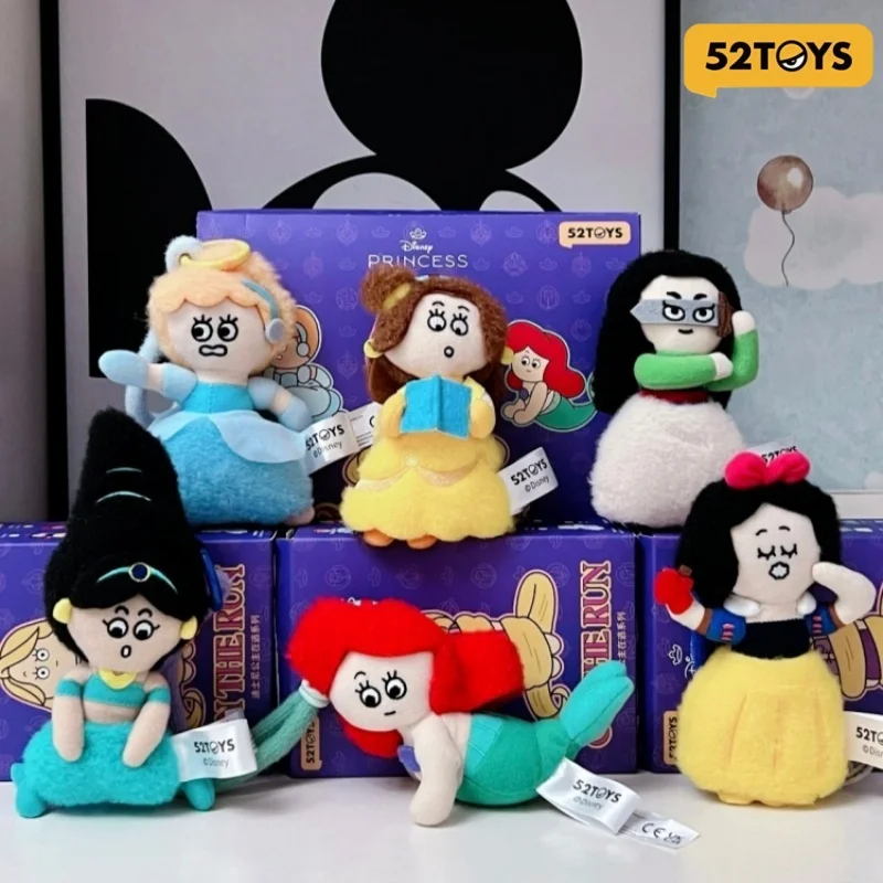 52TOYS Authentic Disney Princess Blind Box Plush Keychain Cute Stuffed Doll Bag Pendant Collectible Toy Gift For Girls Fans