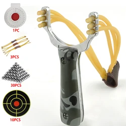 Alloy Sling shot Outdoor Hunting  Rubber Bands set  Powerful Slingsshot High-precision Professional Shooting Accessories