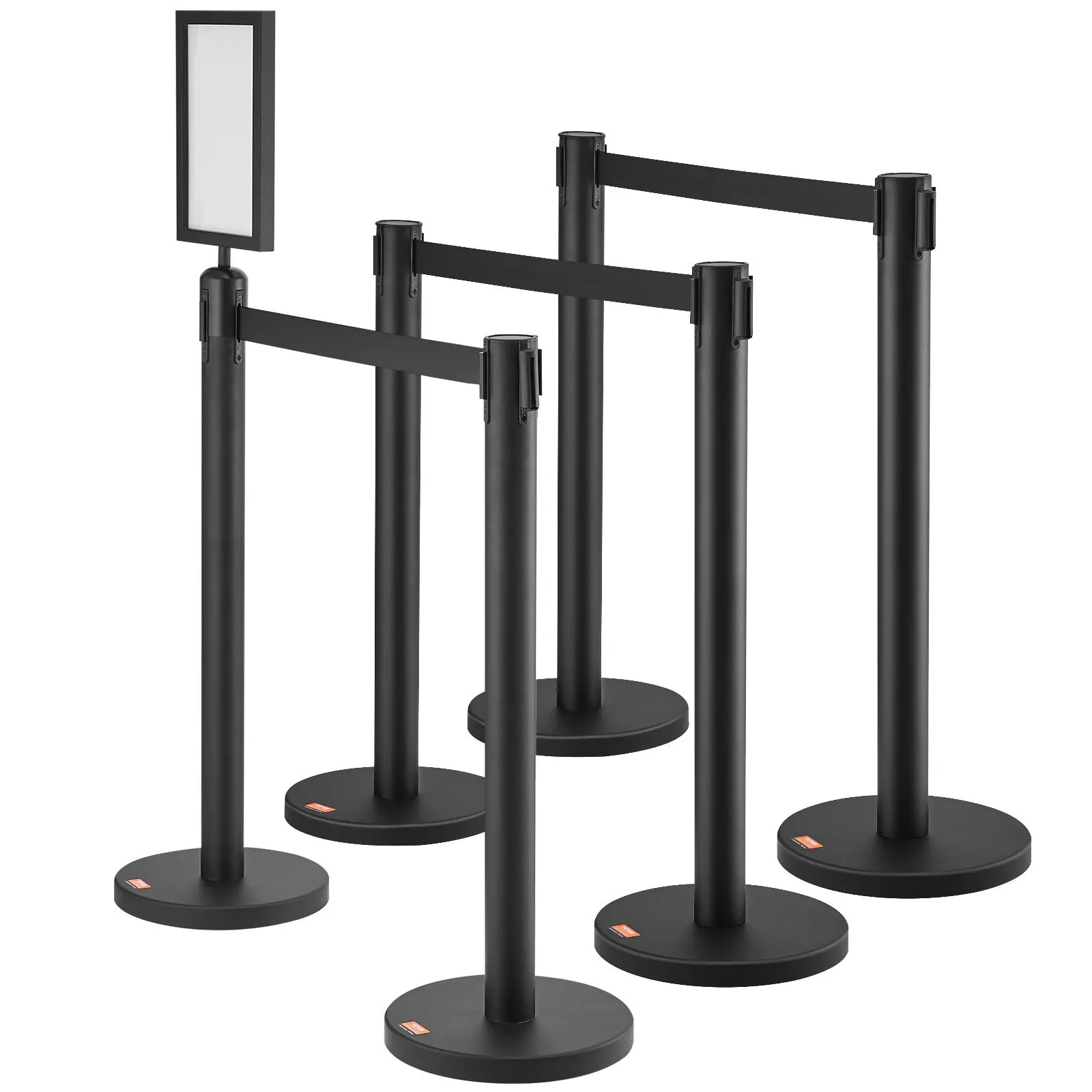 

Crowd Control Stanchions, 6-Pack Crowd Control Barriers, Carbon Steel Baking Painted Stanchion Queue Post