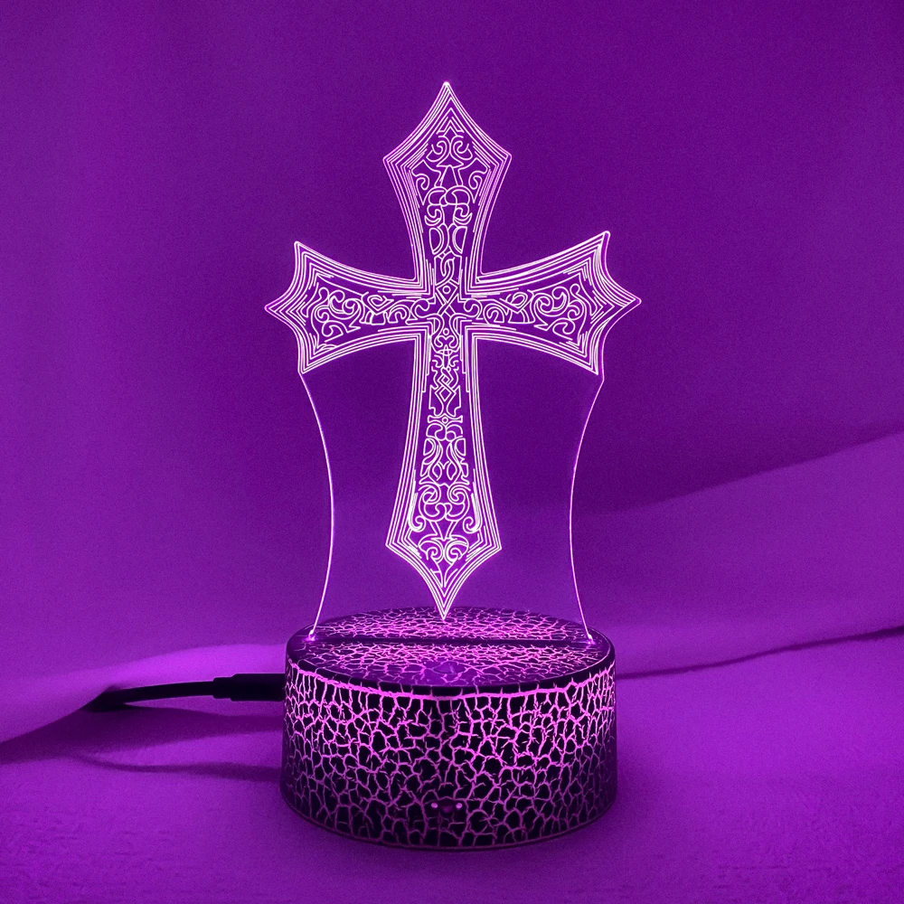 Newest 3D Lamp Night Light Jesus Blessed Virgin Mary Christian Bible Crucifix 3D Led Lighting Bedside Lamp Lighting Pray Lights