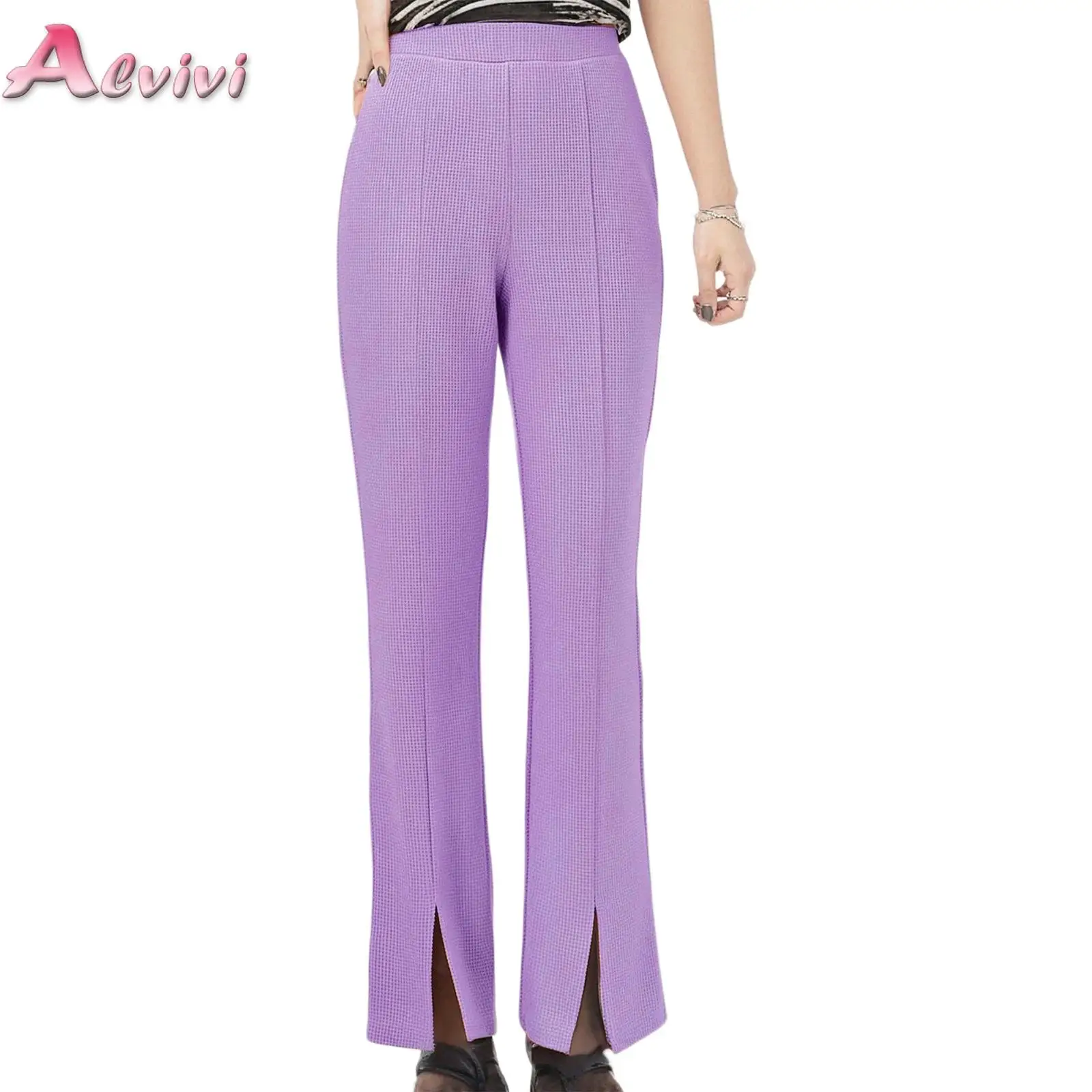 

Girls Fashion Split Flared Pants Autumn Spring Trendy Children's Waffle Texture Casual Straight Trousers Kids Slimming Pants