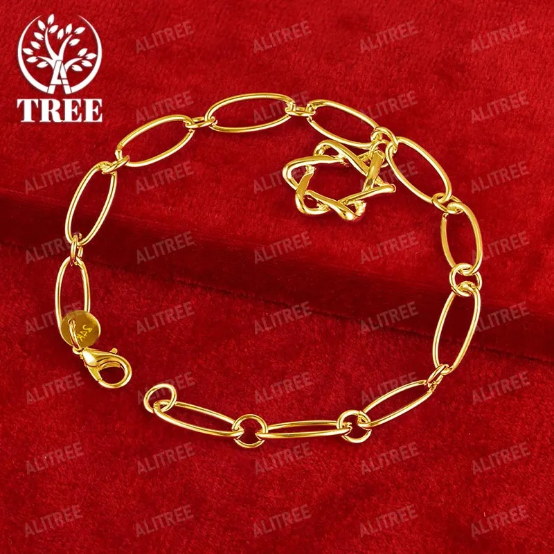 

ALITREE 18K Yellow Gold Star of David Hexagonal Star Chain Bracelets For Woman Fashion Bangles Fine Jewelry Lady Party Gifts