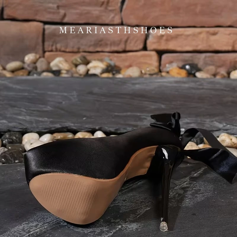 Women Pumps Sexy Platform Round Toe 16cm Extremely Thin High Heels Stiletto silks satins Fashion Party Nighclub Wedding Shoes view 5
