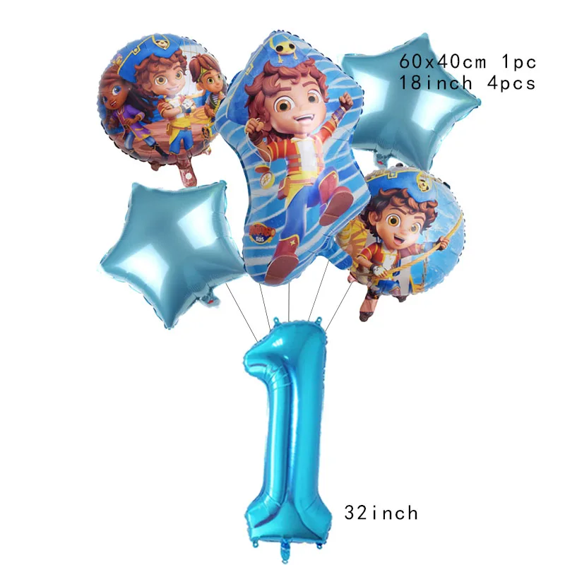 Santiago Game Foil Balloon Birthday Party Decor Supplies Blue Number Ballon Baby Shower Kid Adventure Toy Globos Boy Gift